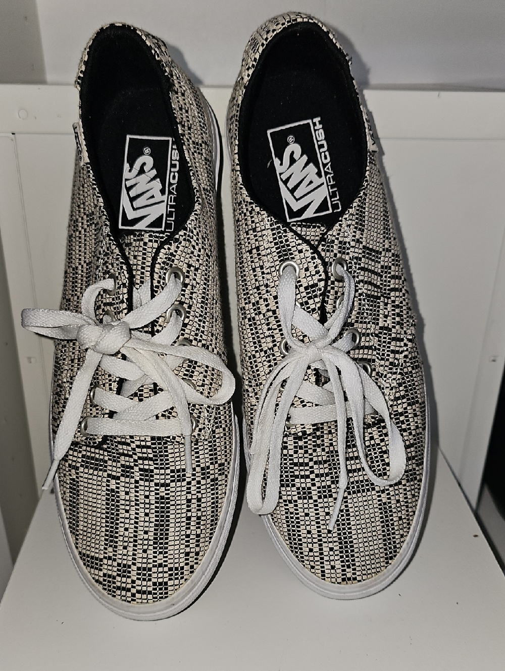 Vans Woven Black & White Low-Top Sneakers